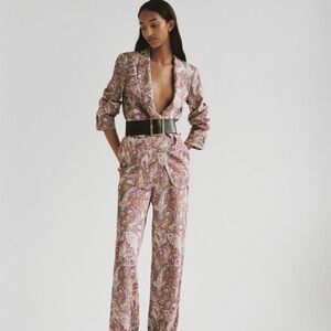 Zara NWOT Chic 70s Retro Paisley Co Ord Set- Blazer (Small) Pants (Medium)